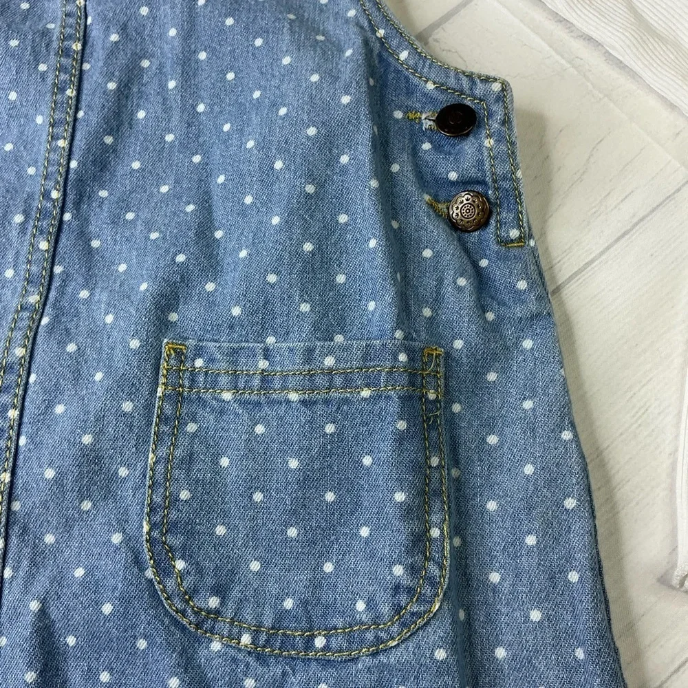Max Studio Kids Denim Blue Overall Dress with Matching White Long Sleeve Shirt‎